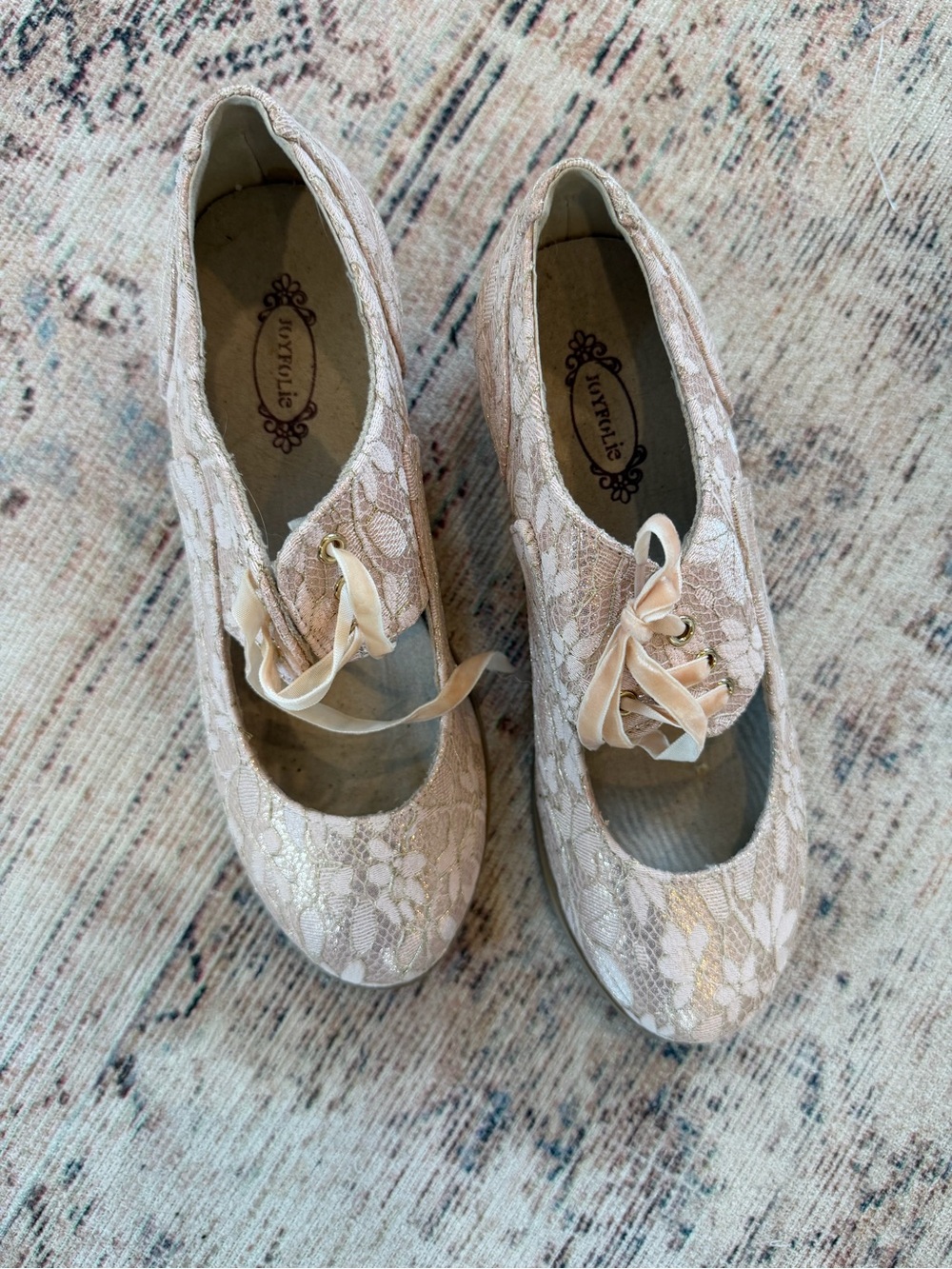 Joyfolie Lace Mary Jane Heels in Blush Pink - Picture 2 of 7